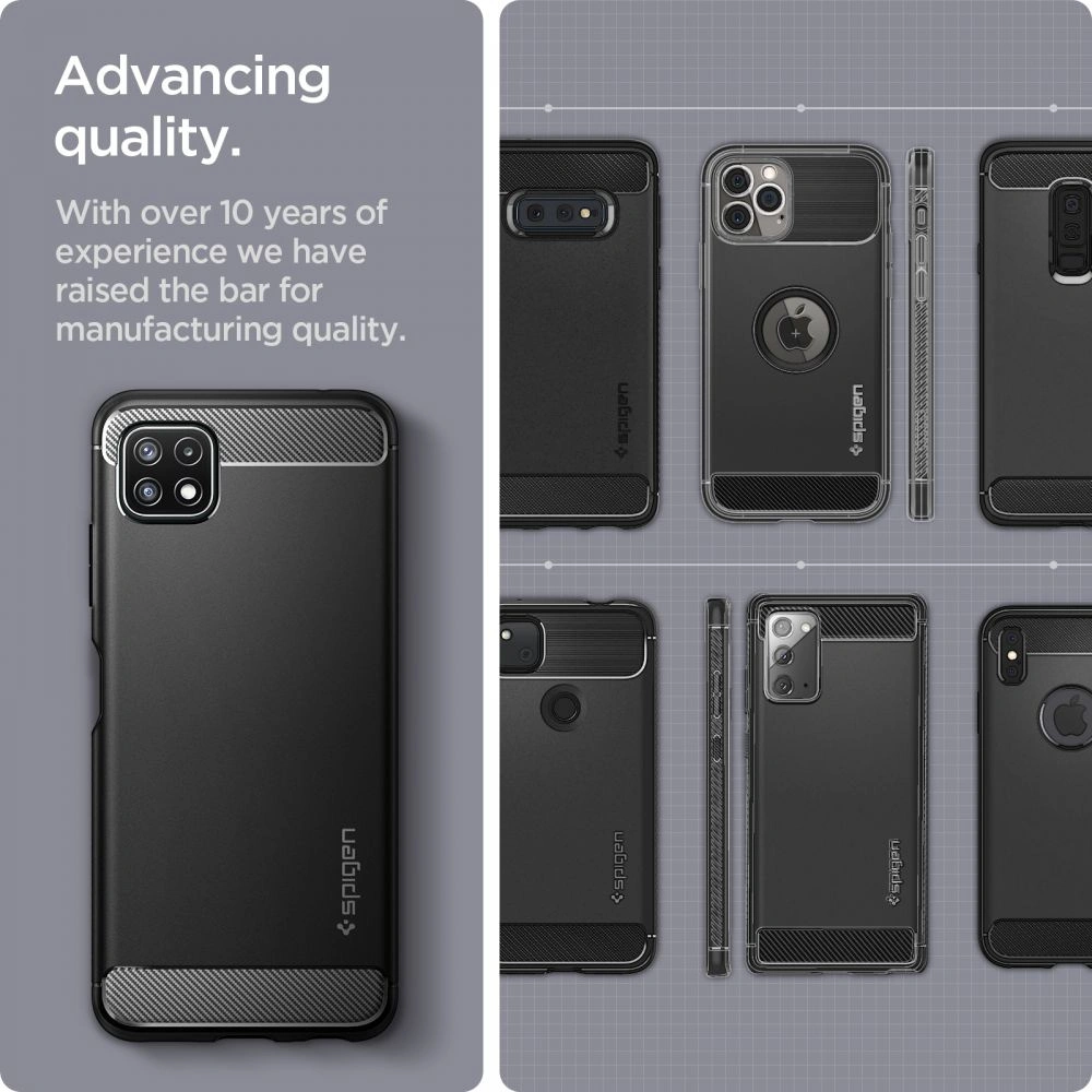 Wholesale Spigen Rugged Armor Samsung Galaxy A22 5G Matte Black - SPN1664BLK - {ean13} - Hurt