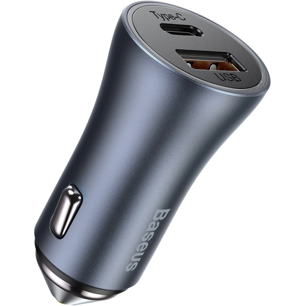 Hurtownia GSM - Auto nabíječka Baseus Golden Contactor Pro, USB + USB-C, QC4.0+, PD, SCP, 40W (šedá) + kabel USB-C pro iP 1m (černý) - BSU2843BLK - {ean13} - Hurt