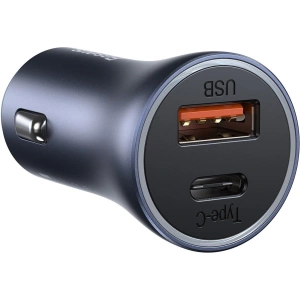 Hurtownia GSM - Ładowarka samochodowa Baseus Golden Contactor Pro, USB + USB-C, QC4.0+, PD, SCP, 40W (szara) + kabel USB-C do iP 1m (czarny) - BSU2843BLK - {ean13} - Hurt