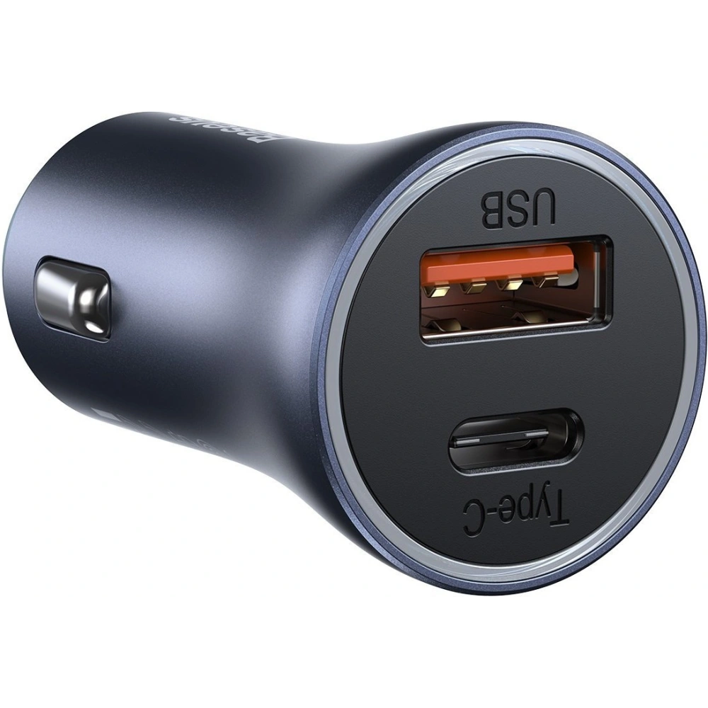 Wholesale Baseus Golden Contactor Pro car charger, USB + USB-C, QC4.0+, PD, SCP, 40W (dark gray) with Cable Type-C to iP 1m Black - BSU2843BLK - {ean13} - Hurt