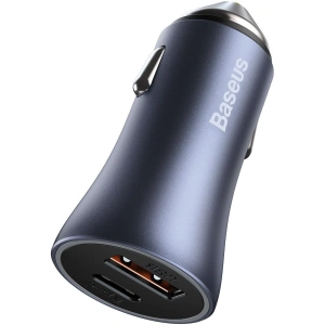 Hurtownia GSM - Auto nabíječka Baseus Golden Contactor Pro, USB + USB-C, QC4.0+, PD, SCP, 40W (šedá) + kabel USB-C pro iP 1m (černý) - BSU2843BLK - {ean13} - Hurt