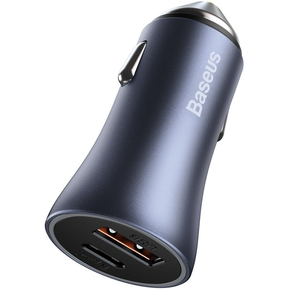 Wholesale Baseus Golden Contactor Pro car charger, USB + USB-C, QC4.0+, PD, SCP, 40W (dark gray) with Cable Type-C to iP 1m Black - BSU2843BLK - {ean13} - Hurt