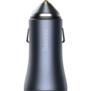 Baseus Golden Contactor Pro car charger, USB + USB-C, QC4.0+, PD, SCP, 40W (dark gray) with Cable Type-C to iP 1m Black