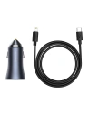 Wholesale Baseus Golden Contactor Pro car charger, USB + USB-C, QC4.0+, PD, SCP, 40W (dark gray) with Cable Type-C to iP 1m Black - BSU2843BLK - {ean13} - Hurt