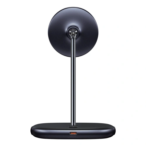 Stojak magnetyczny Baseus Swan MagSafe z ładowarką indukcyjną do iPhone 12 (czarny) + ładowarka sieciowa 24W (czarna)