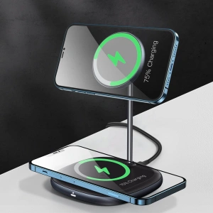 Hurtownia GSM - Stojak magnetyczny Baseus Swan MagSafe z ładowarką indukcyjną do iPhone 12 (czarny) + ładowarka sieciowa 24W (czarna) - BSU2845BLK - {ean13} - Hurt