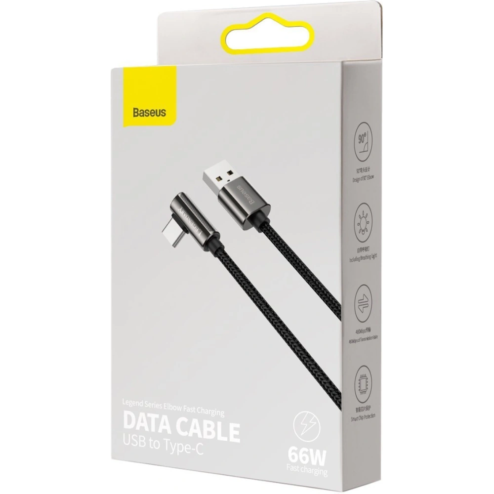 Hurtownia GSM - Kabel USB do USB-C kątový Baseus Legend Series, 66W, 2m (černý) - BSU2854BLK - {ean13} - Hurt