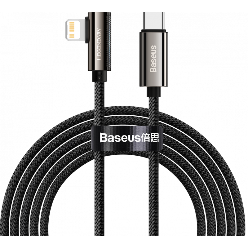 Hurtownia Baseus - 6953156207479 - BSU2855BLK - Kabel USB-C do Lightning kątowy Baseus Legend Series, PD, 20W, 1m (czarny) - B2B homescreen