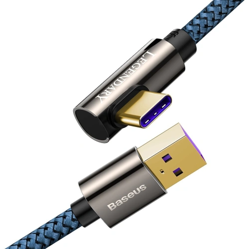 Kabel USB do USB-C kątowy Baseus Legend Series, 66W, 1m (niebieski)