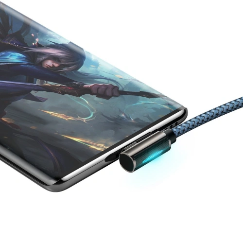 Kabel USB do USB-C kątowy Baseus Legend Series, 66W, 1m (niebieski)