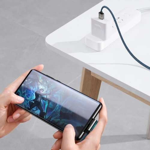 Kabel USB do USB-C kątowy Baseus Legend Series, 66W, 1m (niebieski)