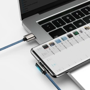 Kabel USB do USB-C kątowy Baseus Legend Series, 66W, 1m (niebieski)