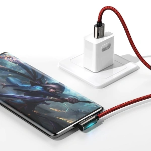 Kabel USB do USB-C kątowy Baseus Legend Series, 66W, 1m (czerwony)