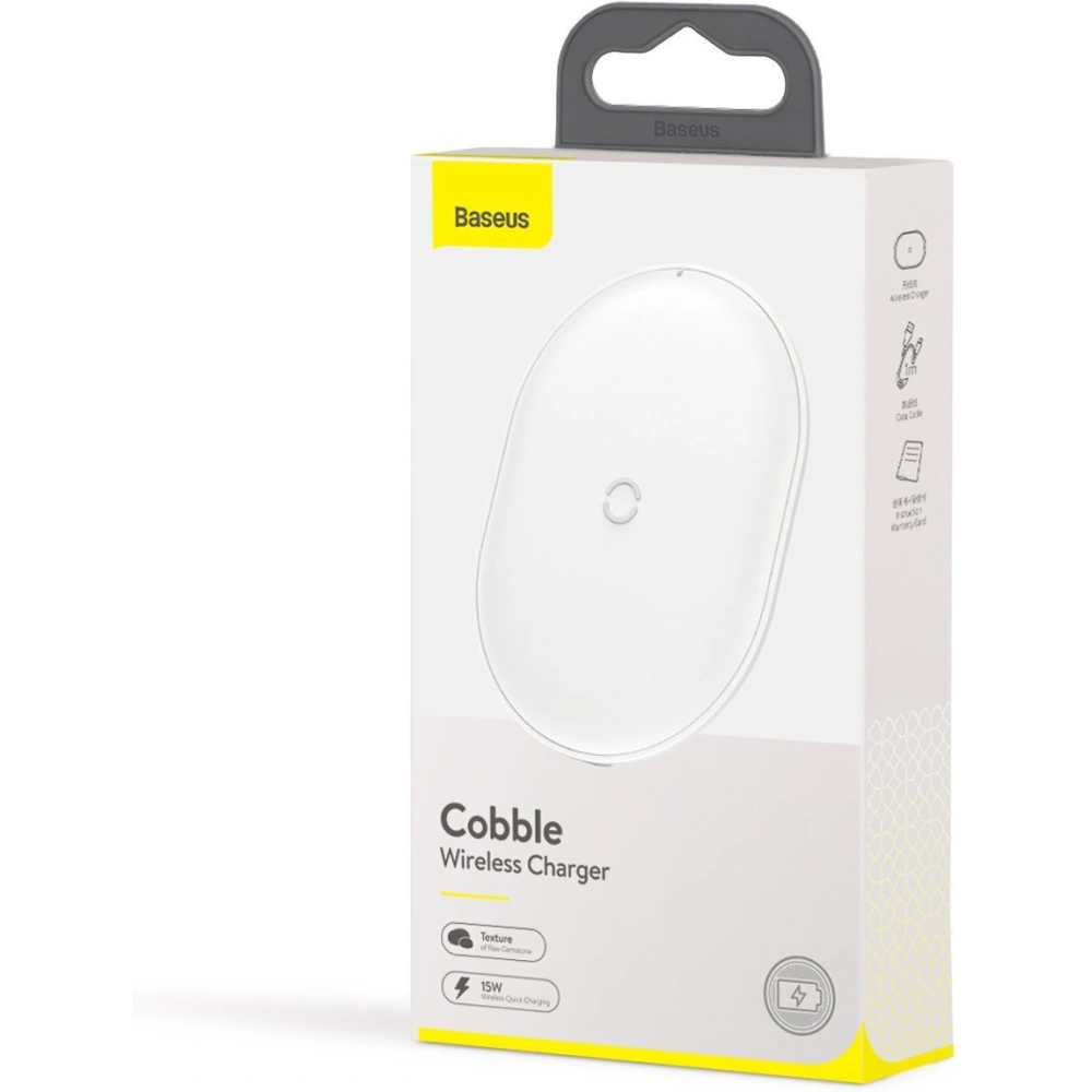 Hurtownia GSM - Bezdrátová indukční nabíječka Baseus Cobble, 15W (Bílá) - BSU1786WHT - {ean13} - Hurt