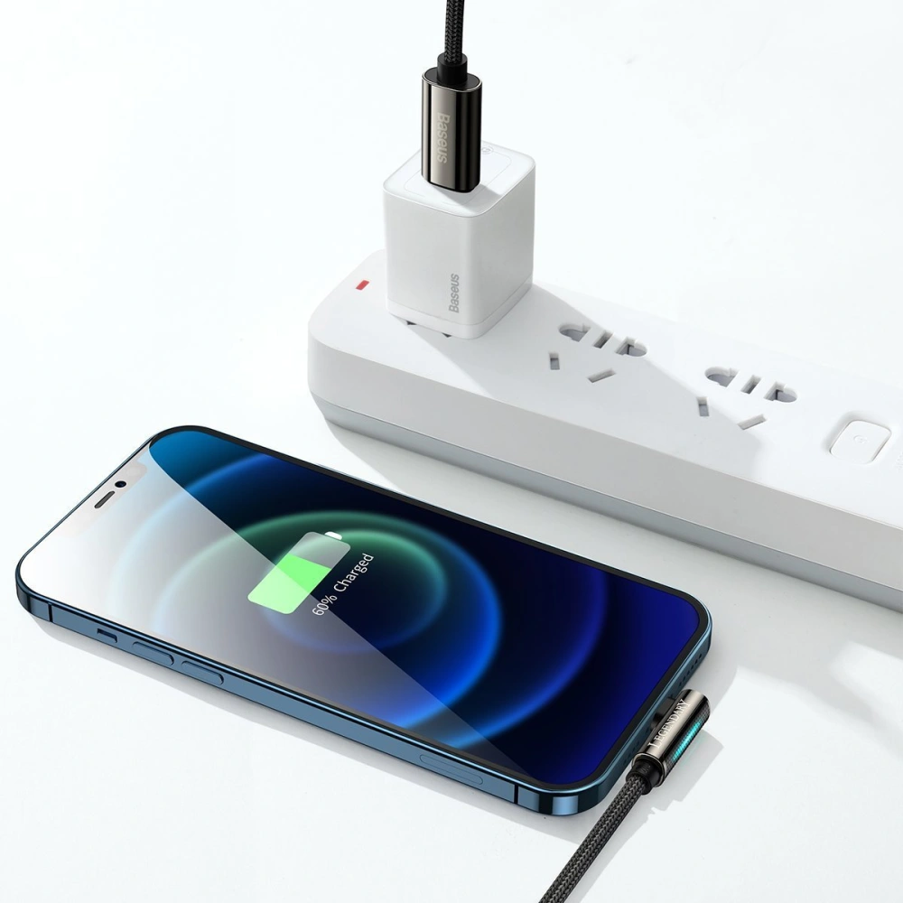 Kabel USB-C do Lightning kątowy Baseus Legend Series, PD, 20W, 2m (czarny)