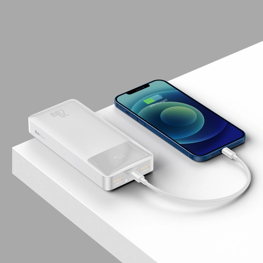 Hurtownia GSM - PowerBank Baseus Bipow 20000mAh, 2xUSB, USB-C, 20W (biały) - BSU2868WHT - {ean13} - Hurt