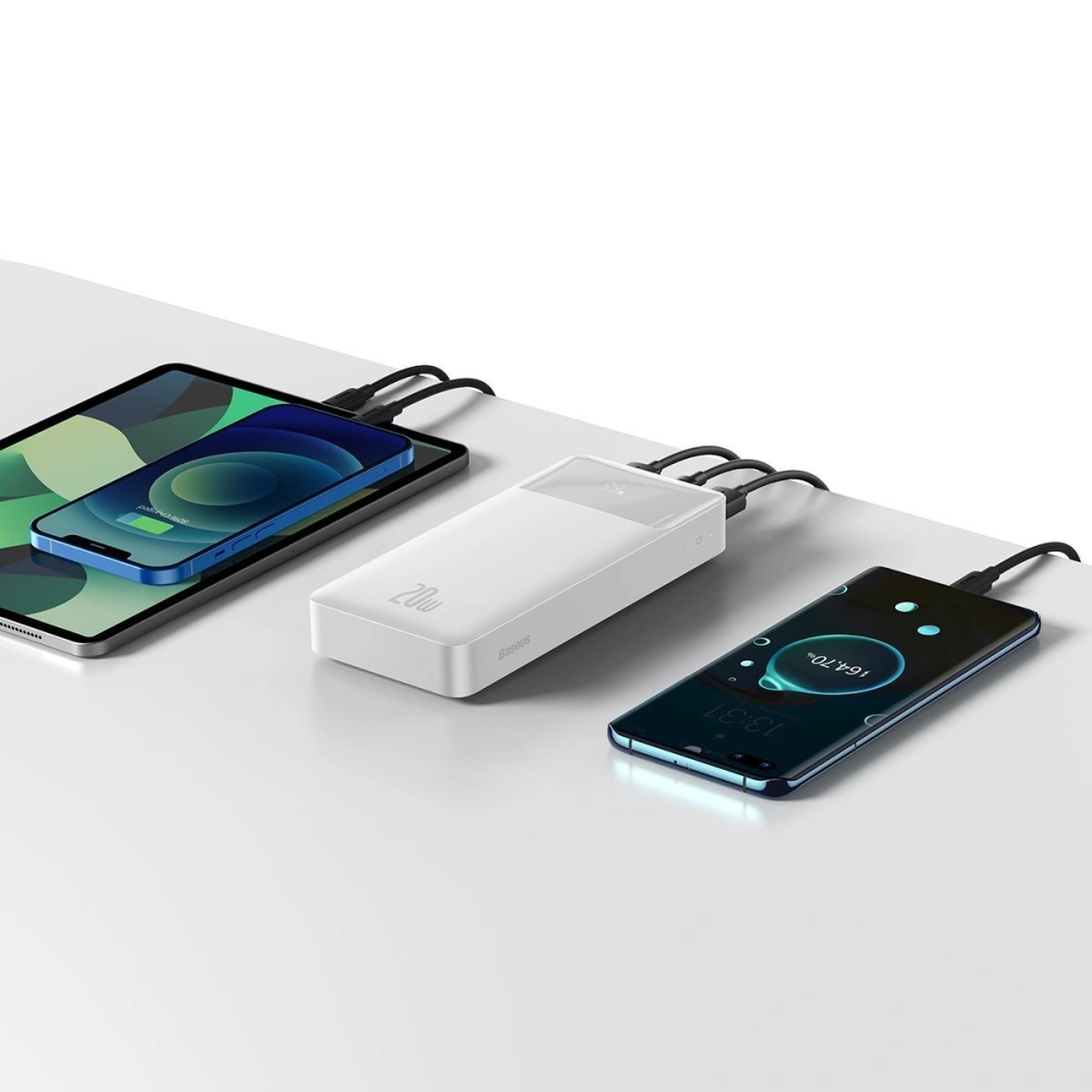 Hurtownia GSM - PowerBank Baseus Bipow 20000mAh, 2xUSB, USB-C, 20W (biały) - BSU2868WHT - {ean13} - Hurt