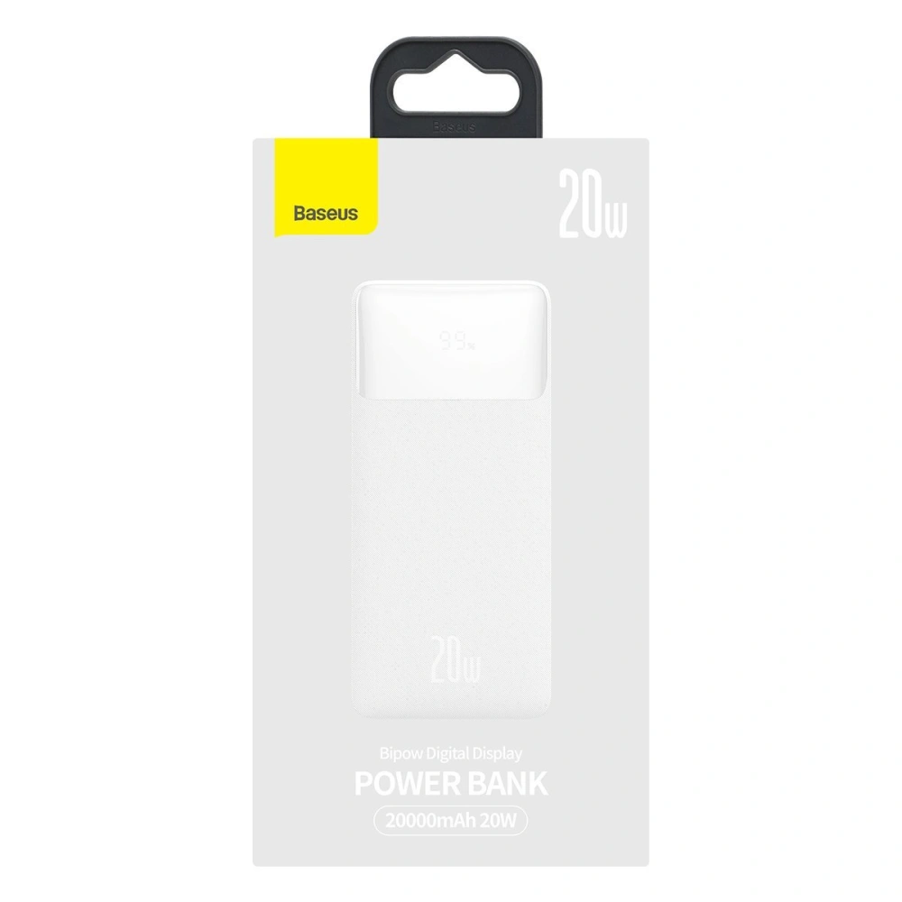 Hurtownia GSM - PowerBank Baseus Bipow 20000mAh, 2xUSB, USB-C, 20W (biały) - BSU2868WHT - {ean13} - Hurt