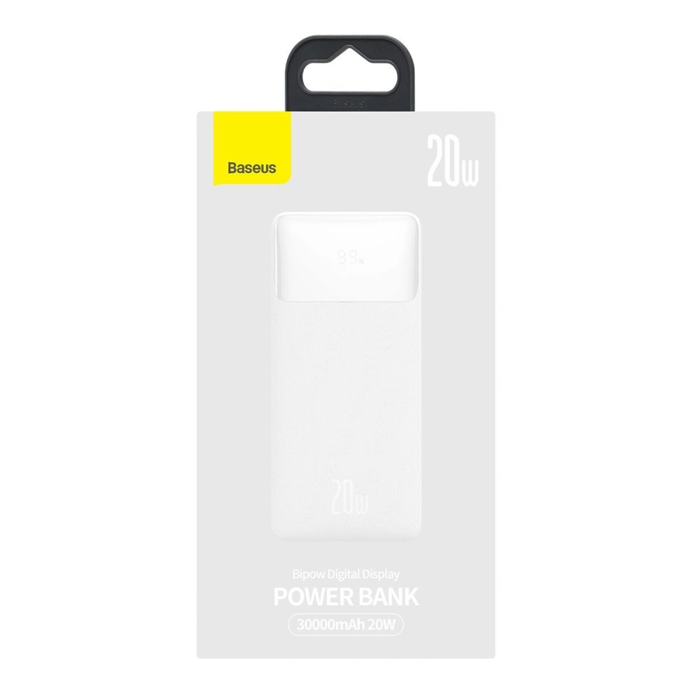 Hurtownia GSM - PowerBank Baseus Bipow 30000mAh, 2xUSB, USB-C, 20W (bílá) - BSU2869WHT - {ean13} - Hurt