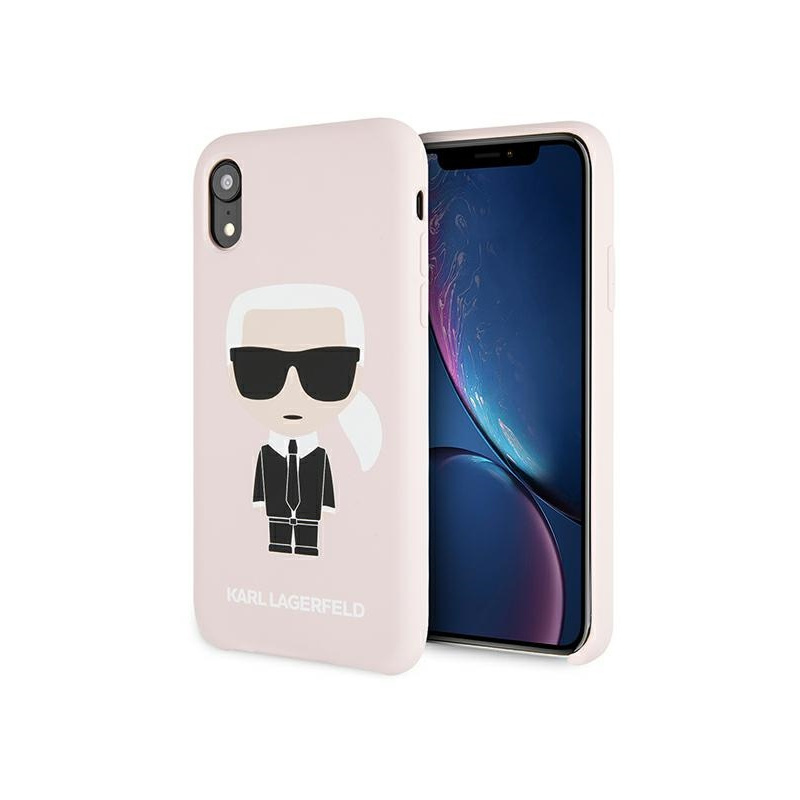 Karl Lagerfeld Distributor - 3700740441930 - KLD589PNK - Karl Lagerfeld KLHCI61SLFKPI Apple iPhone XR light pink hardcase Silicone Iconic - B2B homescreen