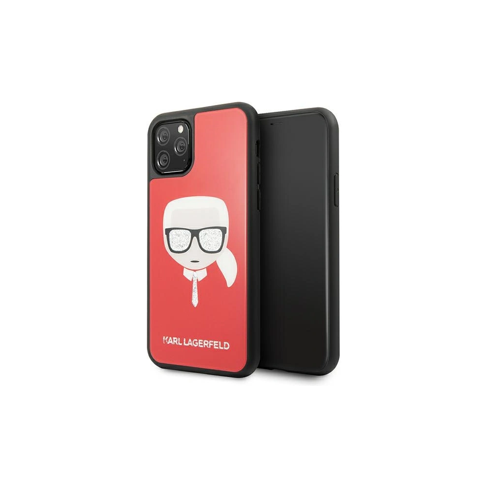 Etui Karl Lagerfeld KLHCN58DLHRE Apple iPhone 11 Pro czerwony/red Iconic Glitter Karl`s Head