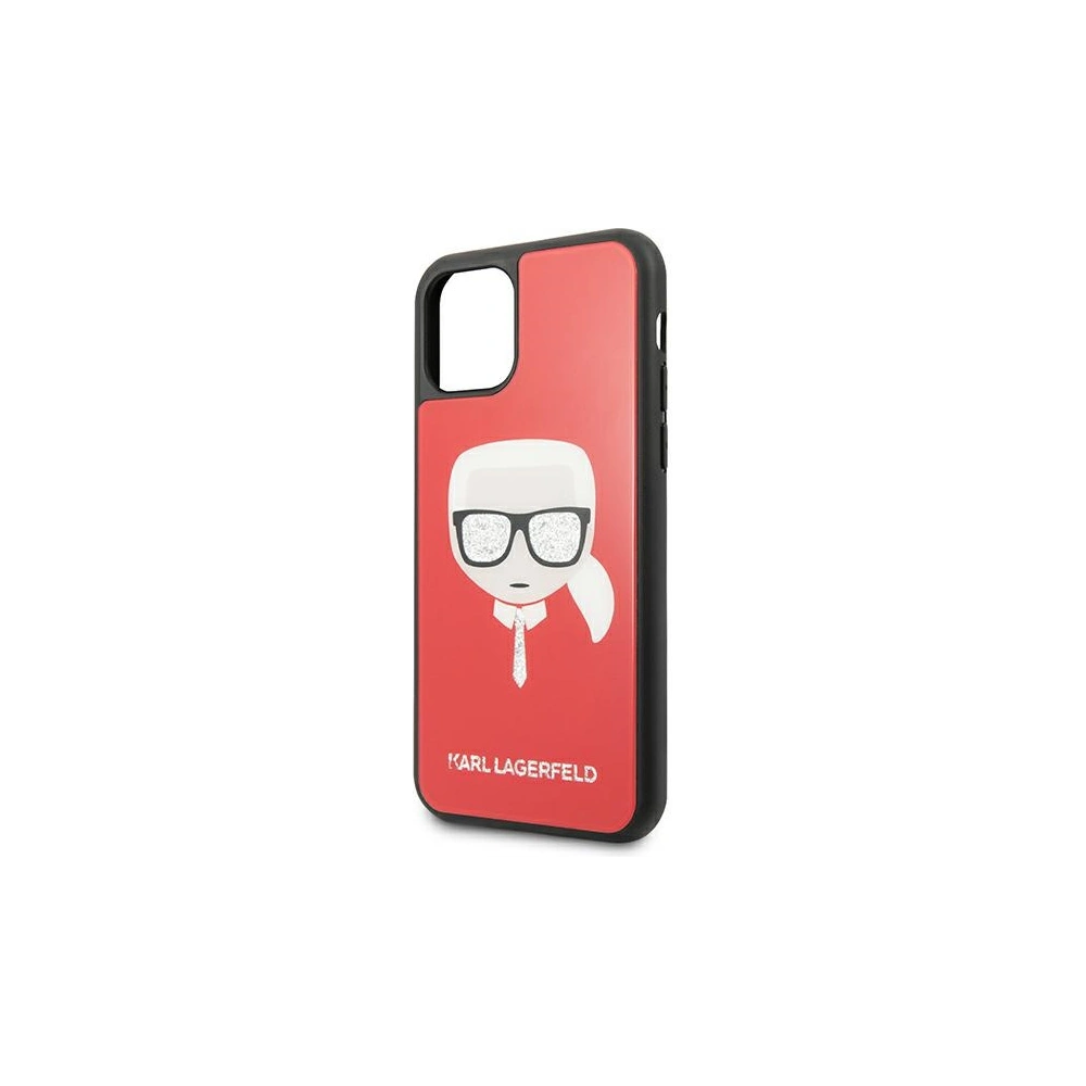 Etui Karl Lagerfeld KLHCN58DLHRE Apple iPhone 11 Pro červený/red Iconic Glitter Karl`s Head