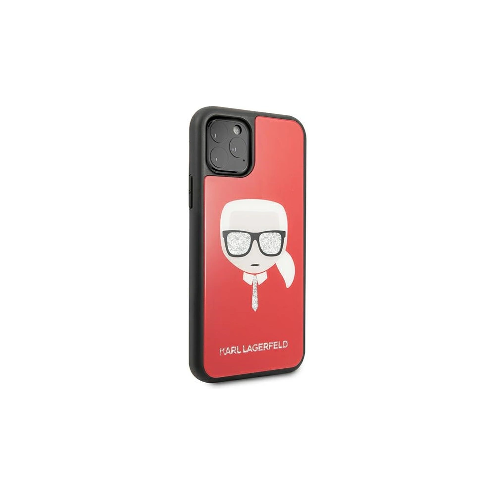 Karl Lagerfeld KLHCN58DLHRE Apple iPhone 11 Pro red Iconic Glitter Karl`s Head