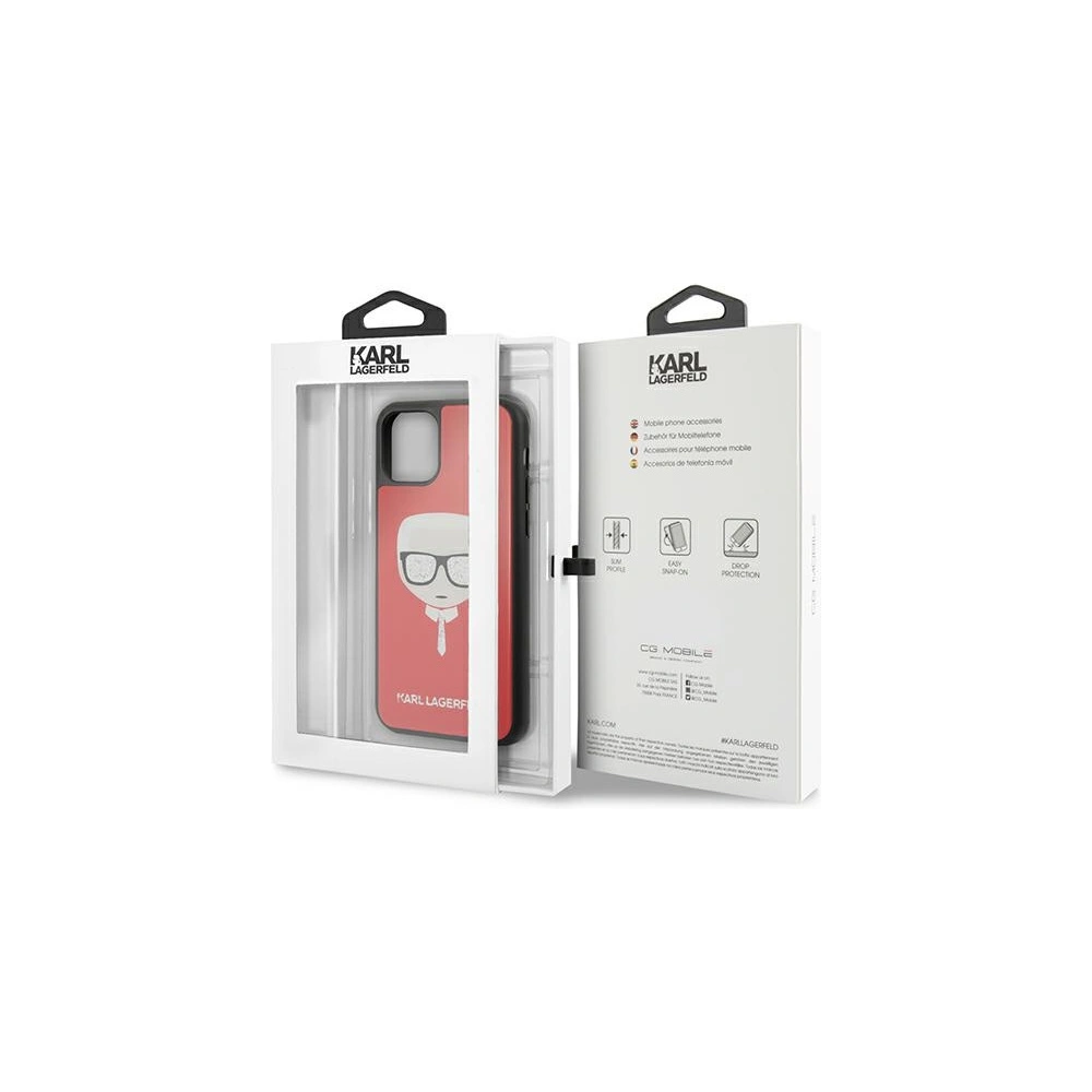 Karl Lagerfeld KLHCN58DLHRE Apple iPhone 11 Pro red Iconic Glitter Karl`s Head