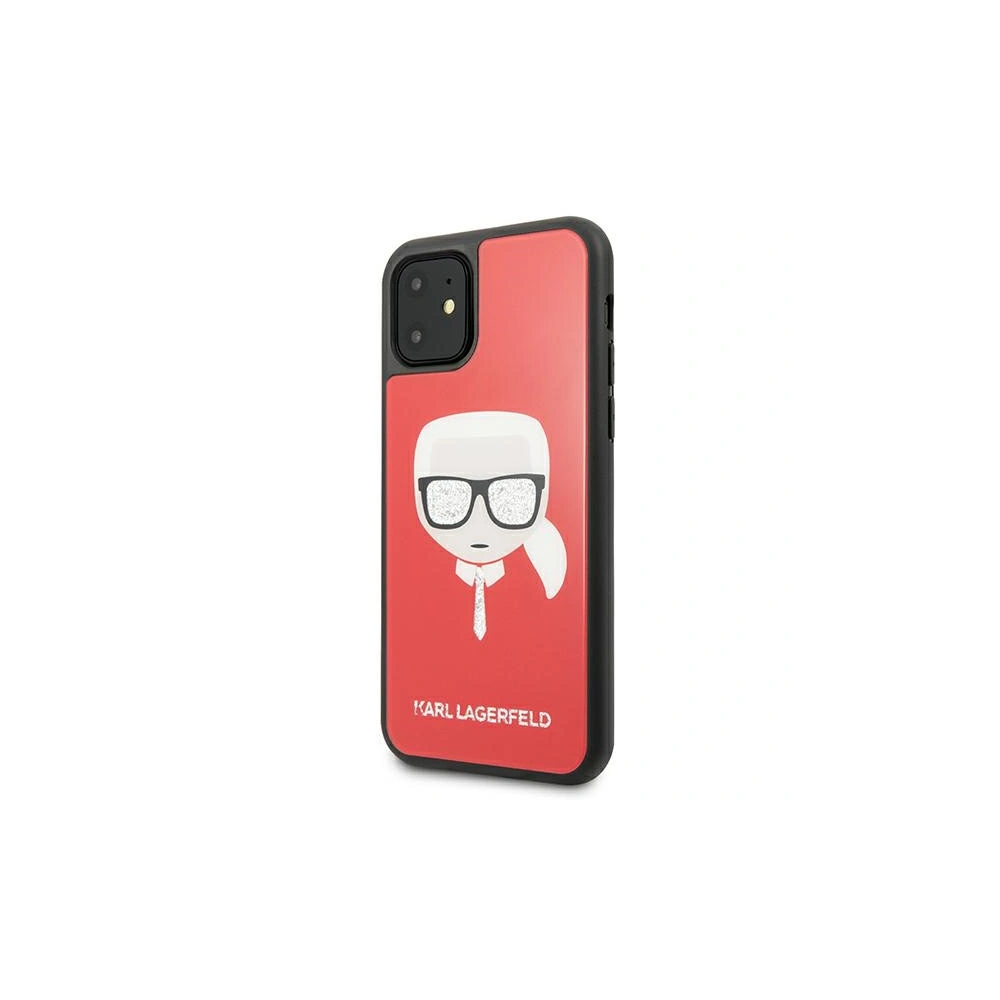 Etui Karl Lagerfeld KLHCN61DLHRE Apple iPhone 11 czerwony/red Iconic Glitter Karl`s Head