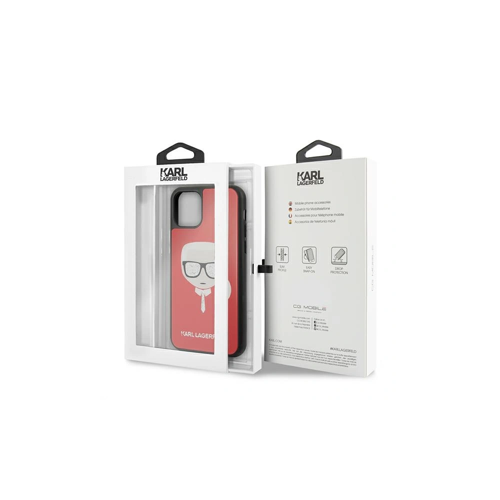 Etui Karl Lagerfeld KLHCN61DLHRE Apple iPhone 11 czerwony/red Iconic Glitter Karl`s Head