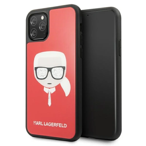 Etui Karl Lagerfeld KLHCN65DLHRE Apple iPhone 11 Pro Max czerwony/red Iconic Glitter Karl`s Head