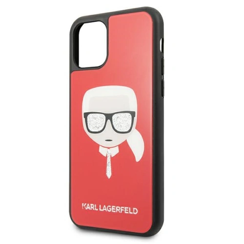 Etui Karl Lagerfeld KLHCN65DLHRE Apple iPhone 11 Pro Max czerwony/red Iconic Glitter Karl`s Head