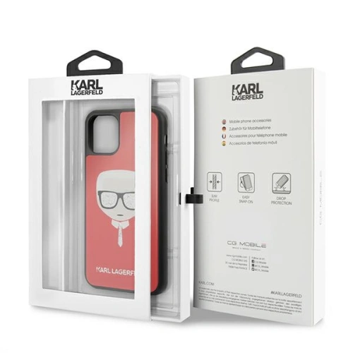 Etui Karl Lagerfeld KLHCN65DLHRE Apple iPhone 11 Pro Max czerwony/red Iconic Glitter Karl`s Head