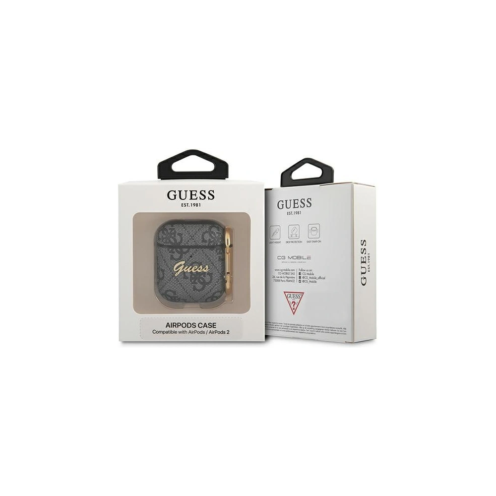 Hurtownia GSM - Etui Guess GUA24GSMK Apple AirPods cover szary/grey 4G Script Metal Collection - GUE1161GRY - {ean13} - Hurt