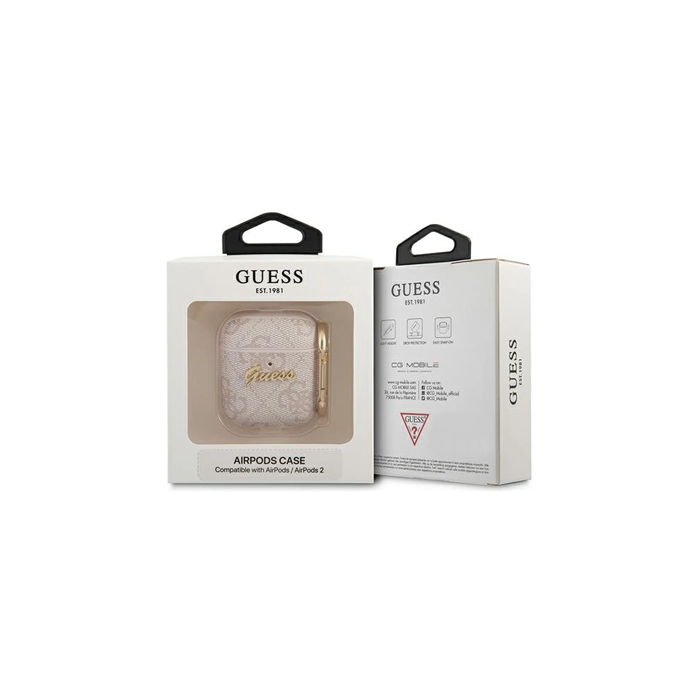 Hurtownia GSM - Etui Guess GUA24GSMP Apple AirPods cover różowy/pink 4G Script Metal Collection - GUE1162PNK - {ean13} - Hurt