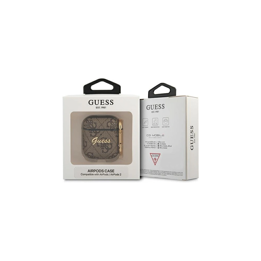 Hurtownia GSM - Etui Guess GUA24GSMW Apple AirPods kryt hnědý/brown 4G Script Metal Collection - GUE1163BR - {ean13} - Hurt