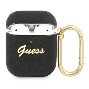 Hurtownia GSM - Etui Guess GUA2SASMK Apple kryt na AirPods černý/black Saffiano Script Metal Collection - GUE1164BLK - {ean13} - Hurt