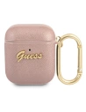 Etui Guess GUA2SASMP Apple AirPods cover różowy/pink Saffiano Script Metal Collection