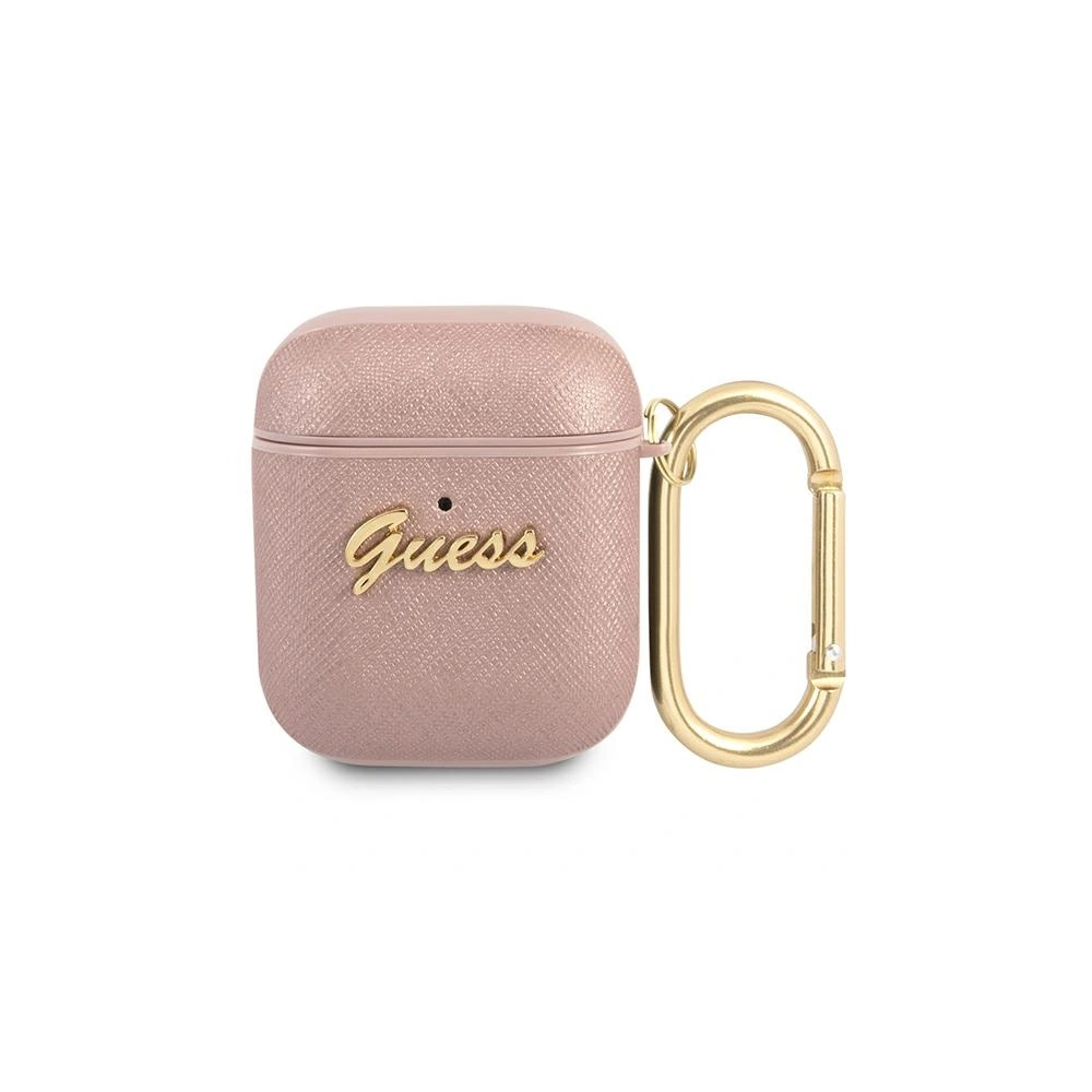 Hurtownia GSM - Etui Guess GUA2SASMP Apple AirPods kryt růžový/pink Saffiano Script Metal Collection - GUE1165PNK - {ean13} - Hurt