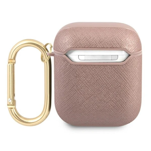 Etui Guess GUA2SASMP Apple AirPods cover różowy/pink Saffiano Script Metal Collection