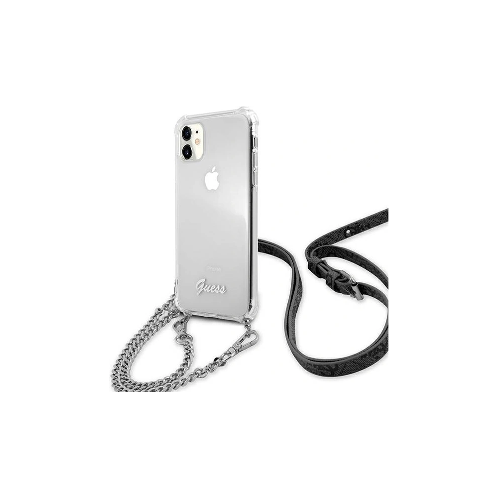 Hurtownia GSM - Guess Apple Case GUHCN61KC4GSSI iPhone 11 Transparentes Hartschalenetui 4G Silber Kette - GUE1180CL - {ean13} - Hurt