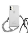 Etui Guess GUHCN61KC4GSSI Apple iPhone 11 Transparentní tvrdé pouzdro 4G Stříbrný řetěz