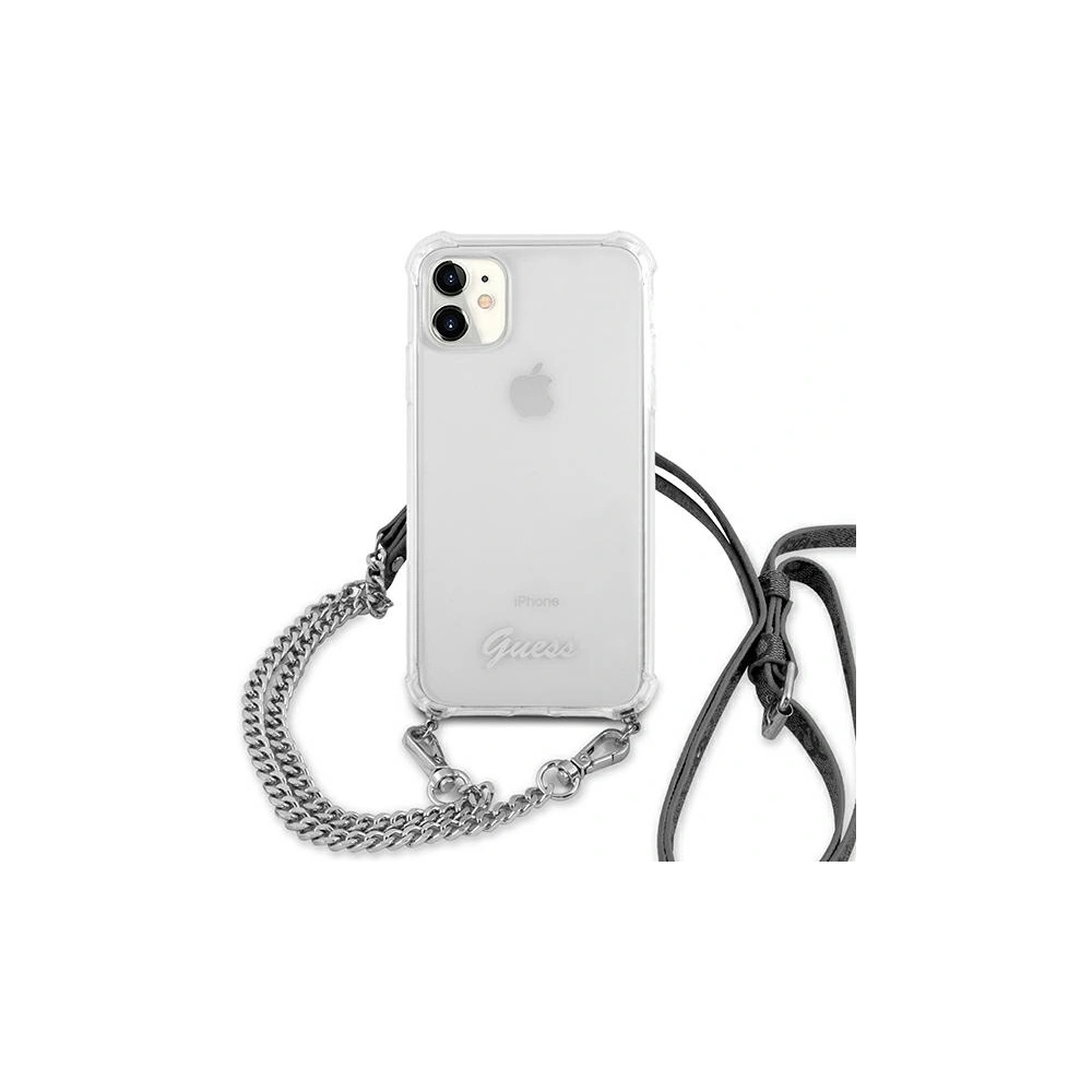 Hurtownia GSM - Guess Apple Case GUHCN61KC4GSSI iPhone 11 Transparentes Hartschalenetui 4G Silber Kette - GUE1180CL - {ean13} - Hurt