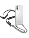 Etui Guess GUHCN61KC4GSSI Apple iPhone 11 Transparentní tvrdé pouzdro 4G Stříbrný řetěz