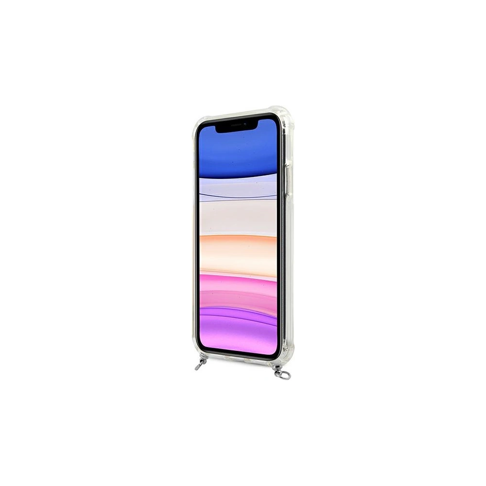 Etui Guess GUHCN61KC4GSSI Apple iPhone 11 Transparentní tvrdé pouzdro 4G Stříbrný řetěz