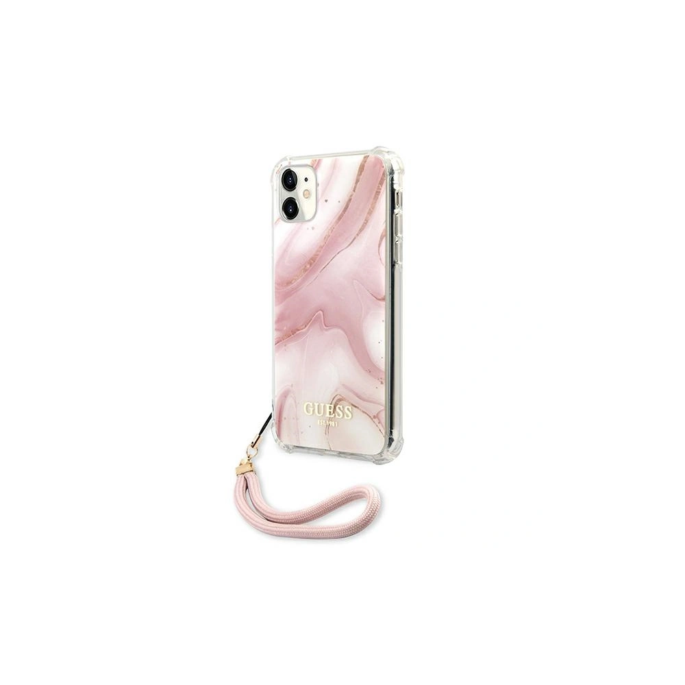Wholesale Guess GUHCN61KSMAPI Apple iPhone 11 pink hardcase Marble with cord Collection - GUE1183PNK - {ean13} - Hurt