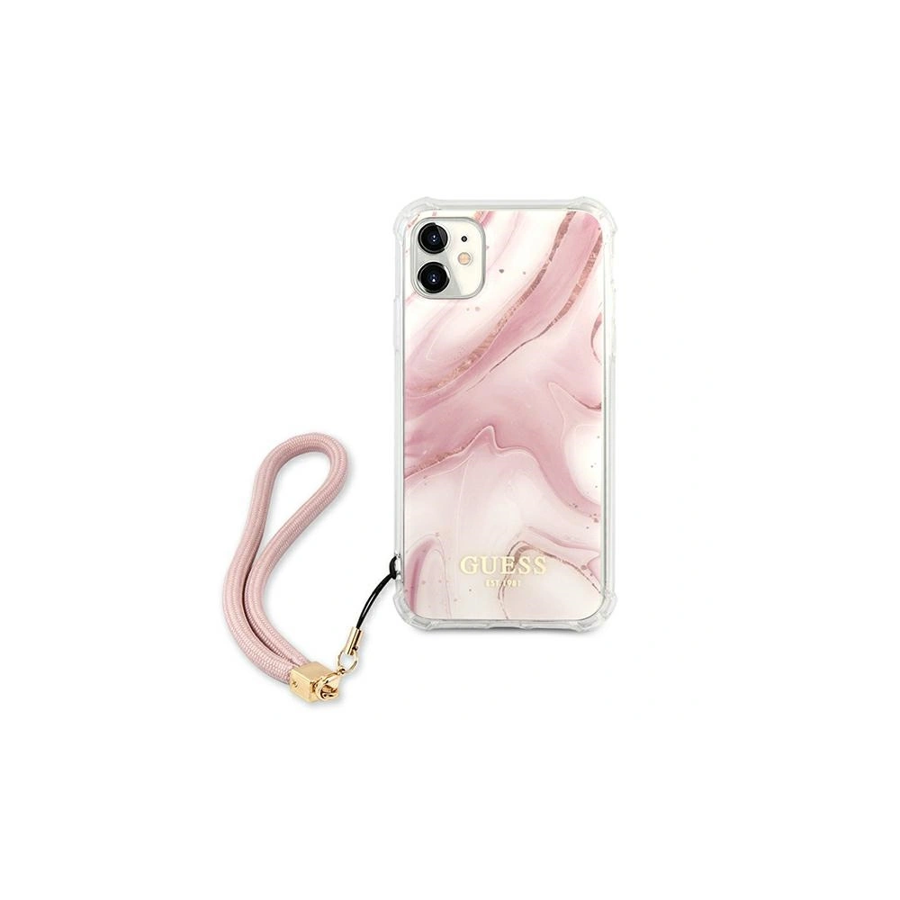 Hurtownia GSM - Etui Guess GUHCN61KSMAPI Apple iPhone 11 różowy/pink hardcase Marble with cord Collection - GUE1183PNK - {ean13} - Hurt