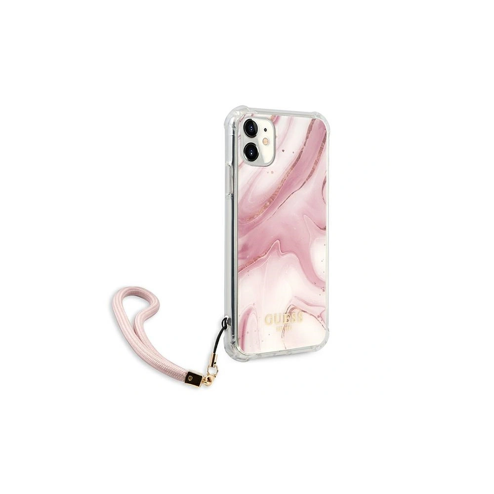 Wholesale Guess GUHCN61KSMAPI Apple iPhone 11 pink hardcase Marble with cord Collection - GUE1183PNK - {ean13} - Hurt