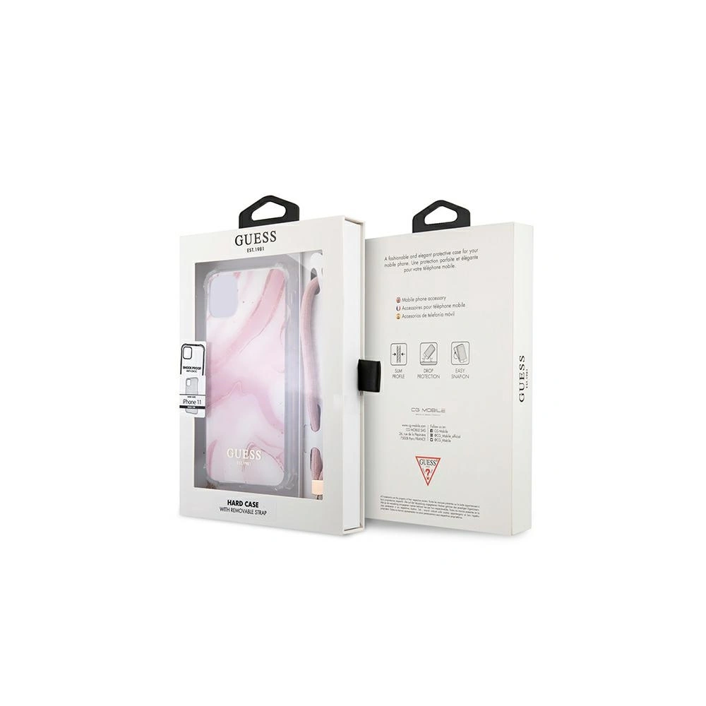 Hurtownia GSM - Etui Guess GUHCN61KSMAPI Apple iPhone 11 różowy/pink hardcase Marble with cord Collection - GUE1183PNK - {ean13} - Hurt