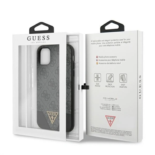 Etui Guess GUHCN61PU4GHBK Apple iPhone 11 szary/grey hardcase 4G Triangle Collection